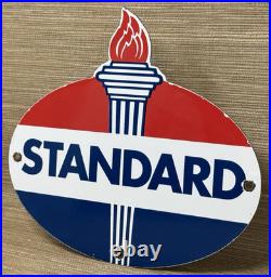 Vintage Standard Gasoline Porcelain Sign Service Station American Oil Torch Gas