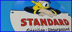 Vintage Standard Gasoline Porcelain Walt Disney Donald Duck Service Station Sign