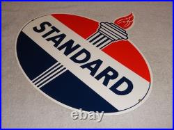 Vintage Standard Gasoline Torch & Flame 18 Porcelain Metal Gas Station Oil Sign