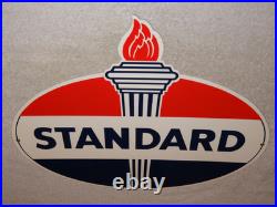 Vintage Standard Gasoline Torch & Flame 18 Porcelain Metal Gas Station Oil Sign