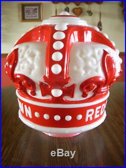 Vintage Standard Red Crown Gasoline Raised Letter Gas Pump Globe
