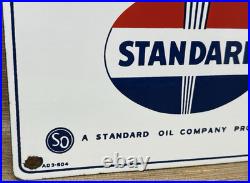Vintage Standard White Crown Gasoline Porcelain Sign American Oil Torch Gas