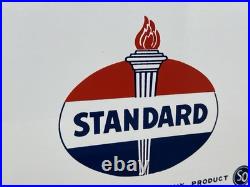Vintage Standard White Crown Gasoline Porcelain Sign American Oil Torch Gas