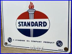 Vintage Standard White Crown Gasoline Porcelain Sign American Oil Torch Gas