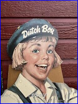 Vintage Standing Dutch Boy Paint Cardboard Sign-store Floor Display- 60 X 20