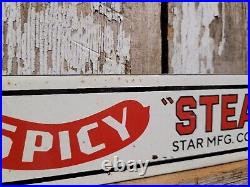 Vintage Steamro Porcelain Sign Red Hots Sausage Snack Food Processed Meat Hotdog