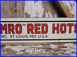 Vintage Steamro Porcelain Sign Red Hots Sausage Snack Food Processed Meat Hotdog