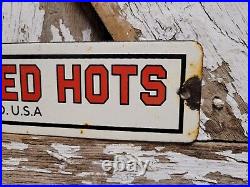 Vintage Steamro Porcelain Sign Red Hots Sausage Snack Food Processed Meat Hotdog