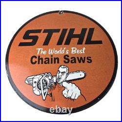 Vintage Stihl Chainsaw Sign Porcelain Metal Store Display Advertising Gas Sign Vintage Stihl Chainsaw Sign Porcelain Metal Store Display Advertising Gas Sign