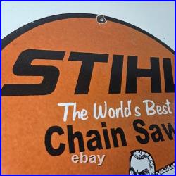 Vintage Stihl Chainsaw Sign Porcelain Metal Store Display Advertising Gas Sign Vintage Stihl Chainsaw Sign Porcelain Metal Store Display Advertising Gas Sign