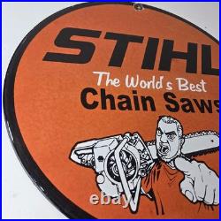 Vintage Stihl Chainsaw Sign Porcelain Metal Store Display Advertising Gas Sign Vintage Stihl Chainsaw Sign Porcelain Metal Store Display Advertising Gas Sign