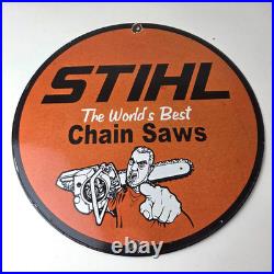 Vintage Stihl Chainsaw Sign Porcelain Metal Store Display Advertising Gas Sign Vintage Stihl Chainsaw Sign Porcelain Metal Store Display Advertising Gas Sign
