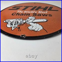 Vintage Stihl Chainsaw Sign Porcelain Metal Store Display Advertising Gas Sign Vintage Stihl Chainsaw Sign Porcelain Metal Store Display Advertising Gas Sign
