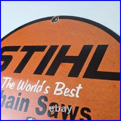 Vintage Stihl Chainsaw Sign Porcelain Metal Store Display Advertising Gas Sign Vintage Stihl Chainsaw Sign Porcelain Metal Store Display Advertising Gas Sign