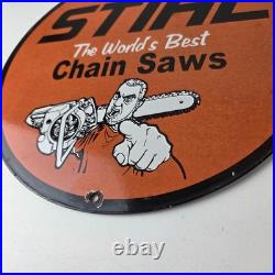 Vintage Stihl Chainsaw Sign Porcelain Metal Store Display Advertising Gas Sign Vintage Stihl Chainsaw Sign Porcelain Metal Store Display Advertising Gas Sign