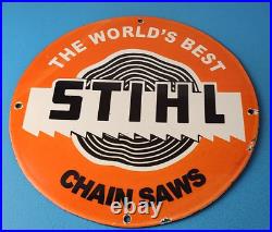 Vintage Stihl Chainsaw Sign Store Display Lawncare Gas Service Porcelain Sign