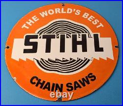 Vintage Stihl Chainsaw Sign Store Display Lawncare Gas Service Porcelain Sign