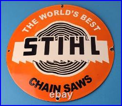 Vintage Stihl Chainsaw Sign Store Display Lawncare Gas Service Porcelain Sign