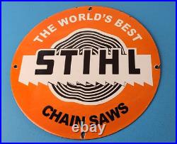 Vintage Stihl Chainsaw Sign Store Display Lawncare Gas Service Porcelain Sign