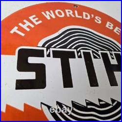 Vintage Stihl Chainsaw Sign Store Display Lawncare Gas Service Porcelain Sign Vintage Stihl Chainsaw Sign Store Display Lawncare Gas Service Porcelain Sign