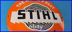 Vintage Stihl Chainsaw Sign Store Display Lawncare Gas Service Porcelain Sign