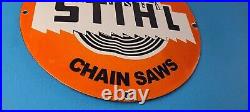 Vintage Stihl Chainsaw Sign Store Display Lawncare Gas Service Porcelain Sign