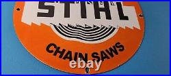 Vintage Stihl Chainsaw Sign Store Display Lawncare Gas Service Porcelain Sign