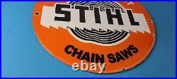 Vintage Stihl Chainsaw Sign Store Display Lawncare Gas Service Porcelain Sign