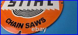 Vintage Stihl Chainsaw Sign Store Display Lawncare Gas Service Porcelain Sign