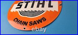 Vintage Stihl Chainsaw Sign Store Display Lawncare Gas Service Porcelain Sign