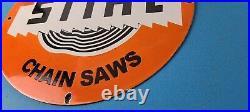 Vintage Stihl Chainsaw Sign Store Display Lawncare Gas Service Porcelain Sign