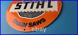 Vintage Stihl Chainsaw Sign Store Display Lawncare Gas Service Porcelain Sign