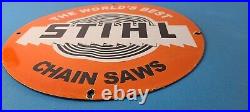 Vintage Stihl Chainsaw Sign Store Display Lawncare Gas Service Porcelain Sign