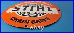 Vintage Stihl Chainsaw Sign Store Display Lawncare Gas Service Porcelain Sign