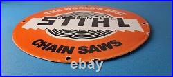 Vintage Stihl Chainsaw Sign Store Display Lawncare Gas Service Porcelain Sign