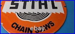 Vintage Stihl Chainsaw Sign Store Display Lawncare Gas Service Porcelain Sign