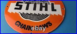 Vintage Stihl Chainsaw Sign Store Display Lawncare Gas Service Porcelain Sign