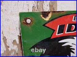 Vintage Stinker Porcelain Sign 1953 Idaho Gas For Less Skunk Gasoline Station