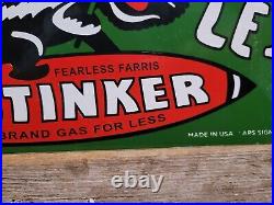 Vintage Stinker Porcelain Sign 1953 Idaho Gas For Less Skunk Gasoline Station