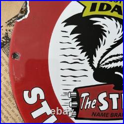 Vintage Stinker Stations Gasoline Fearless Farris 12 Inch Porcelain Enamel Sign