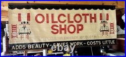 Vintage Store Display Sign Banner Columbus Oil Cloth Kitchen antique