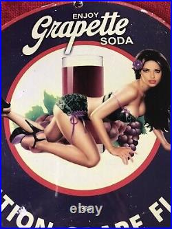 Vintage Style 1934 Grapette Soda Advertising Porcelain Sign 12 Inch