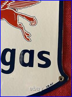 Vintage Style 1947 Mobilgas Double Powered Porcelain Pegasus Sign 12.5 X 11 In