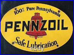 Vintage Style 1961 Pennzoil Dealer Advertising Porcelain 16.5 X 11 Inch Sign