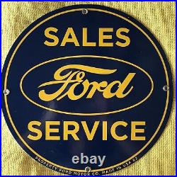 Vintage Style 1962 Ford Sales And Service Porcelain Sign 12 Inches