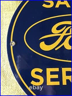Vintage Style 1962 Ford Sales And Service Porcelain Sign 12 Inches