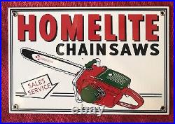 Vintage Style 1963 Homelite Chain Saws Advertising Porcelain Sign 12 X 8 Inch
