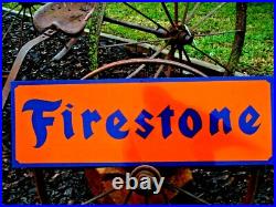 Vintage Style FIRESTONE TIRE SHOP Metal Sign Gas Oil Garage Art Hand Lettered