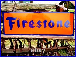 Vintage Style FIRESTONE TIRE SHOP Metal Sign Gas Oil Garage Art Hand Lettered