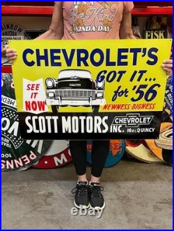 Vintage Style Metal Sign 2 Sided 1956 Chevrolet NOT Porcelain 34x24 Made USA